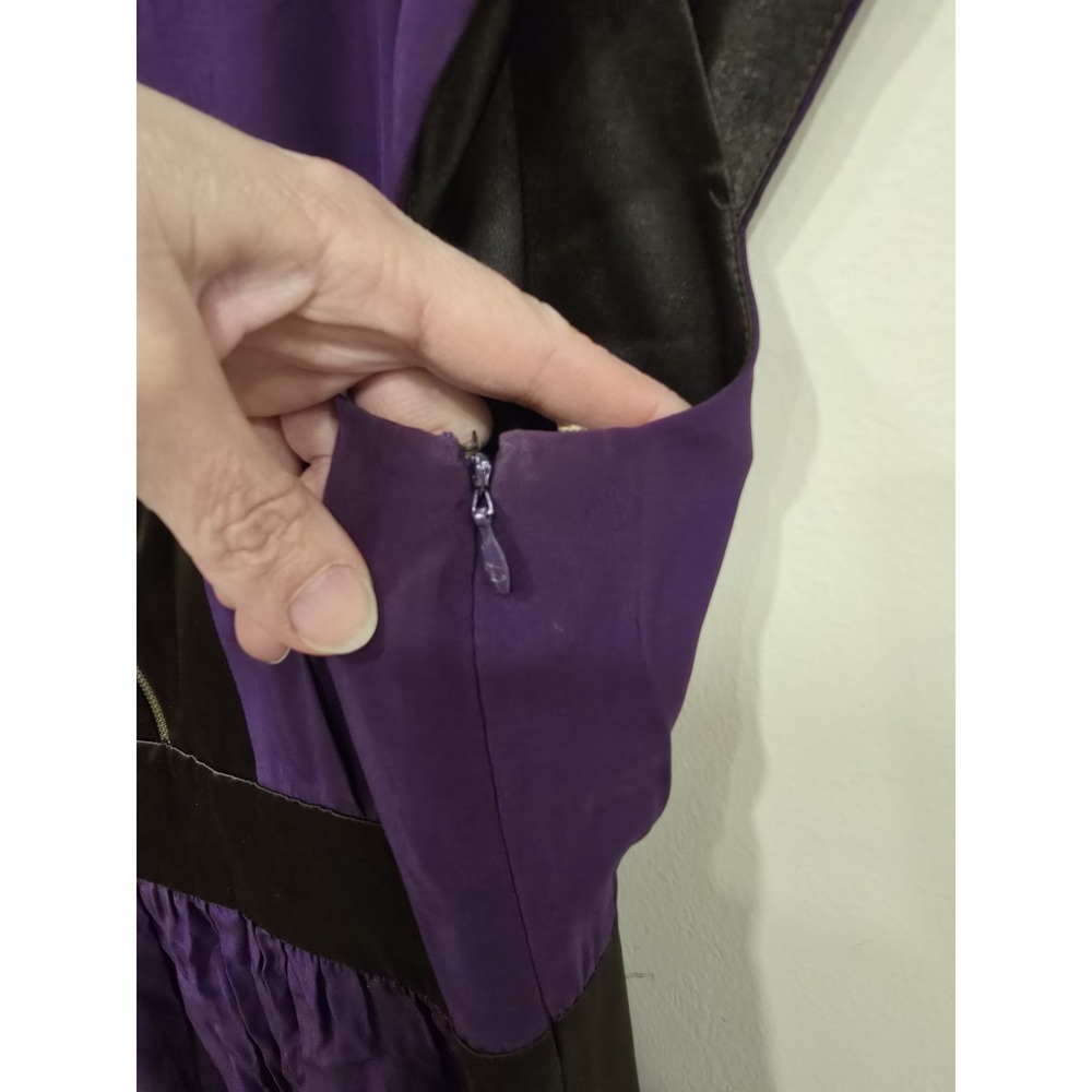 Purple & black silk fit and flare dress whimsigoth dark academia gothic Size 10‎ - Picture 3 of 5